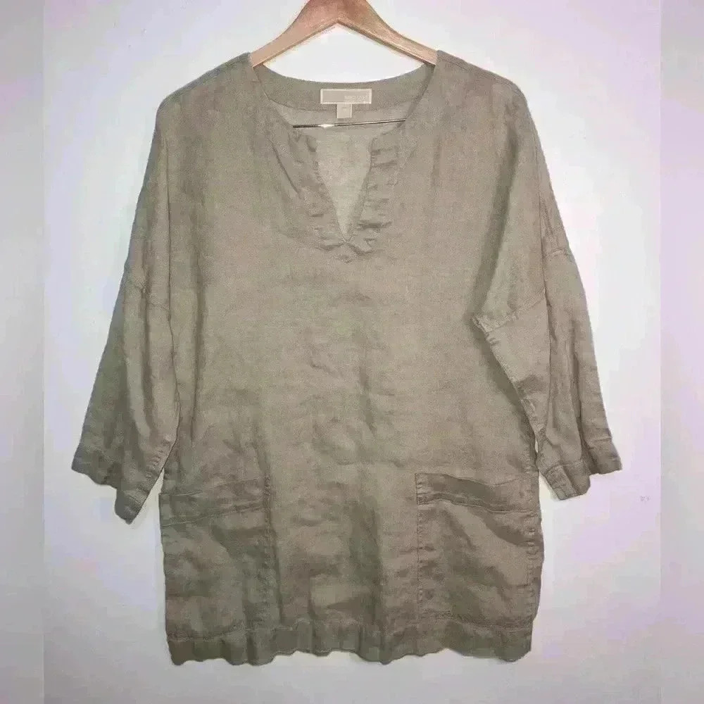 Michael Kors Linen Tunic Top Size M - Picture 2 of 10